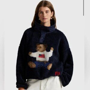 Polo Ralph Lauren Women's Polo Bear High-Pile Fleece Mockneck Sweater (S)